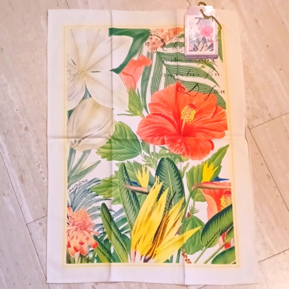 NWT Michel Design Works Vanilla Palm Kitchen Towel